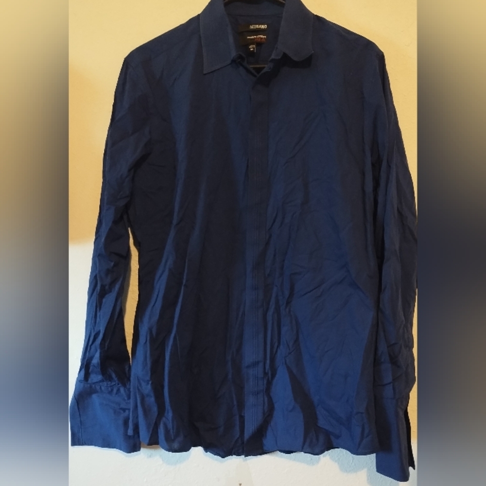Murano navy blue button down shirt